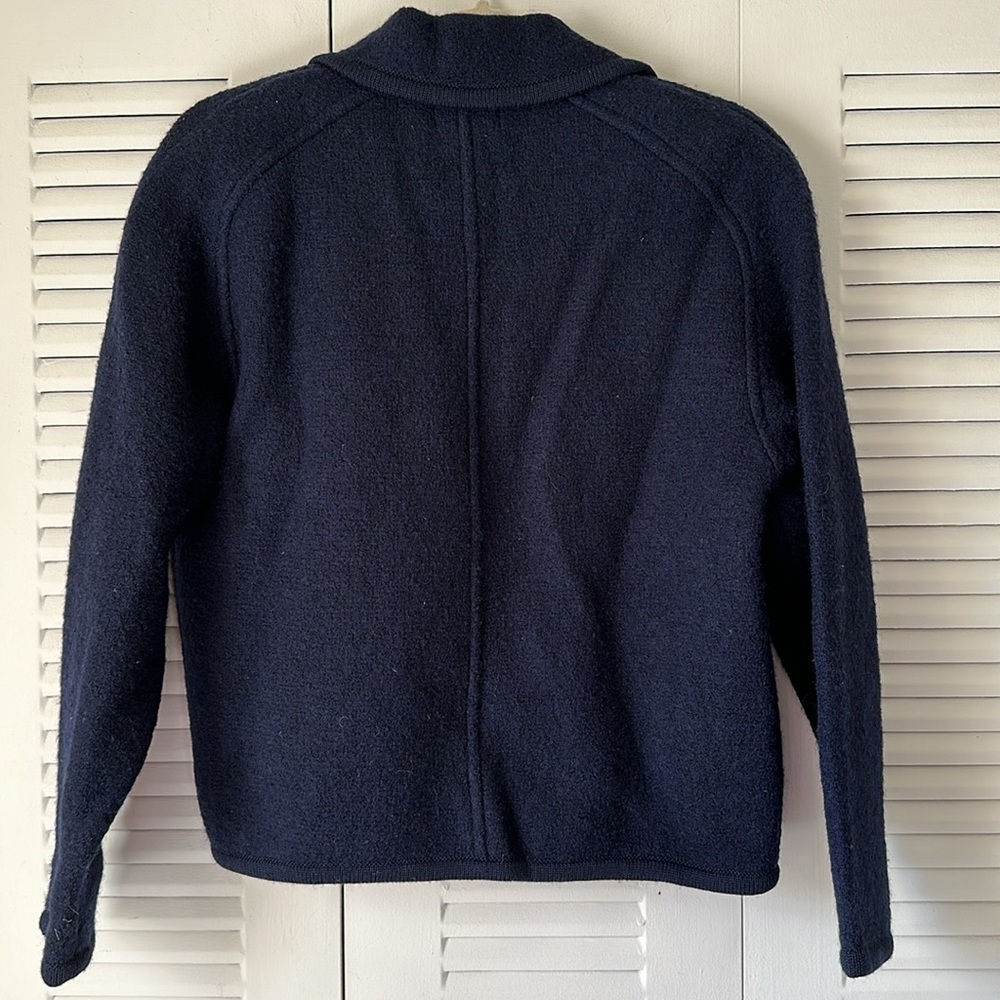Carroll Reed 100% Wool Blue button down Long sleeve sweater jacket size 8 - Picture 3 of 16